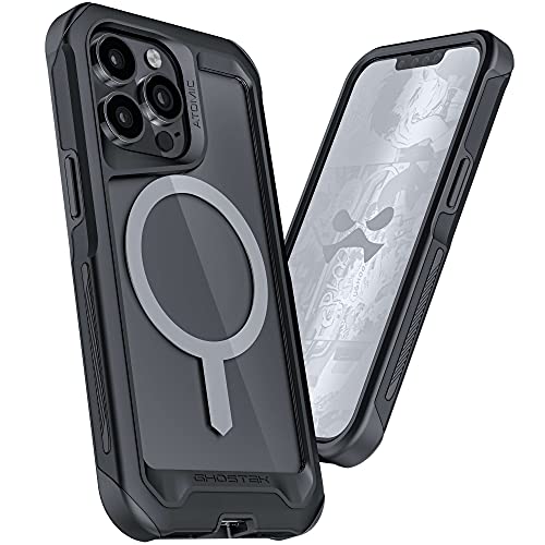 Ghostek Atomic Slim Iphone 13 Case Black With Magsafe Ring Magnet Crystal Clear Back Design Aluminum Metal Bumper Tough Shockproof Heavy Duty Protection Designed For 2021 Apple Iphone13 (6.1") (Black)